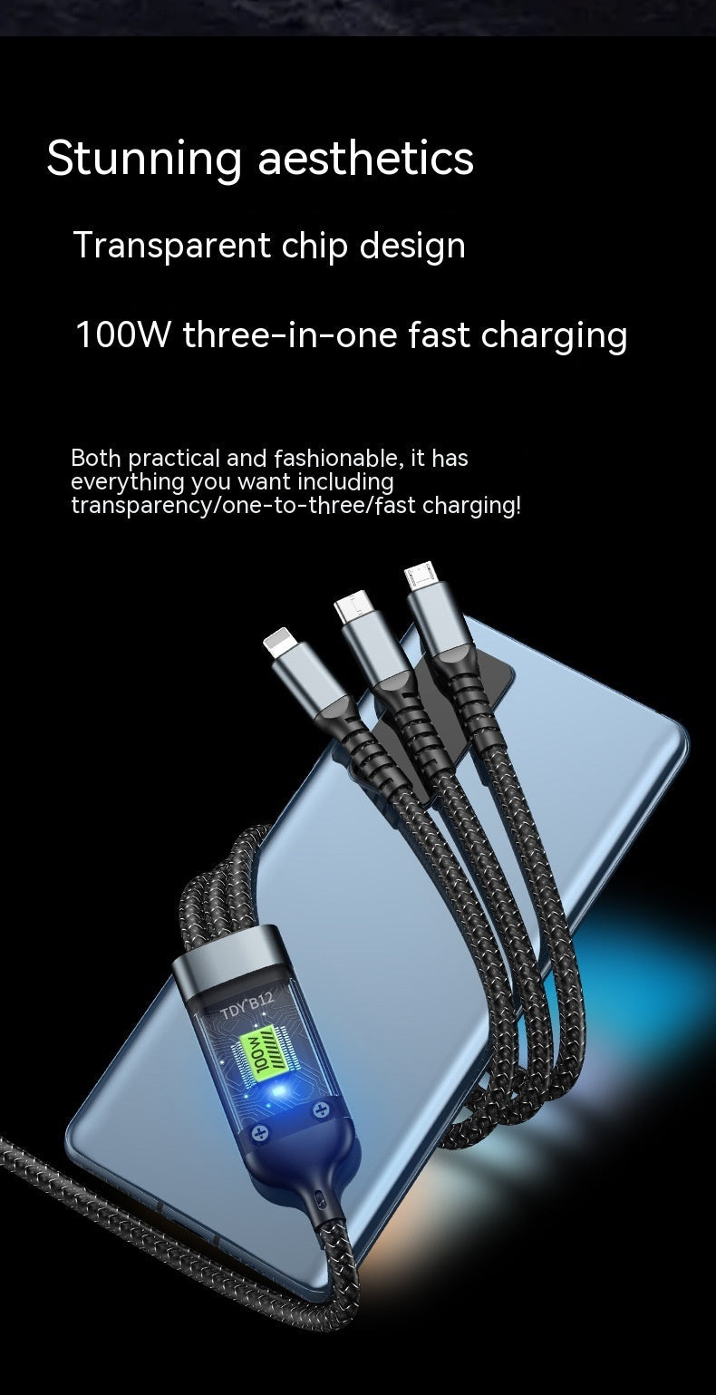 Transparent Super Fast Charging 3-in-1 Data Cable