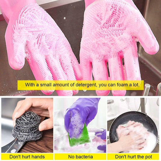 Multipurpose Silicone Cleaning Gloves for Dishwashing, Car Wash, Kitchen and Bathroom