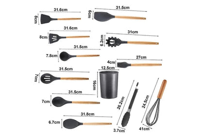 Silicone Non Stick Cooking Spoon Set 12pc