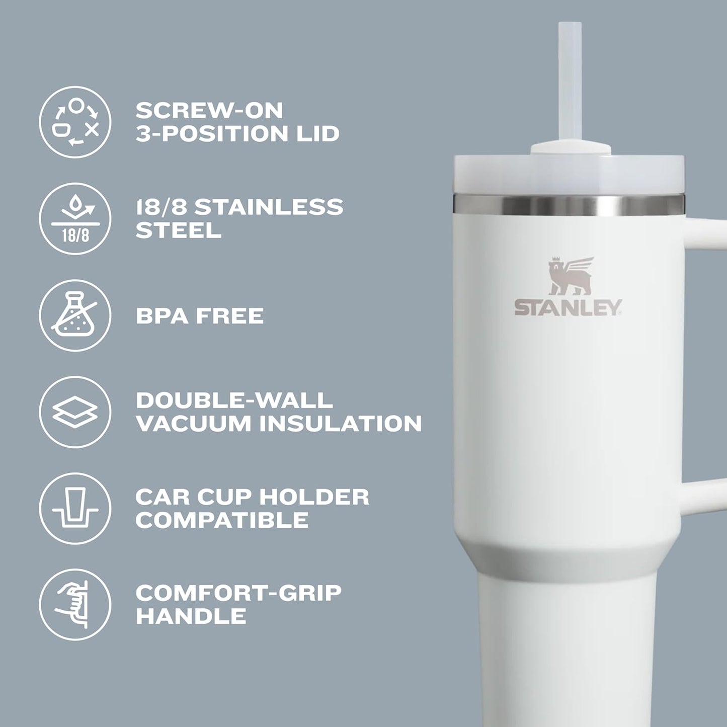 Stanley Quencher H2.0 Tumbler with Handle and Straw 30 oz