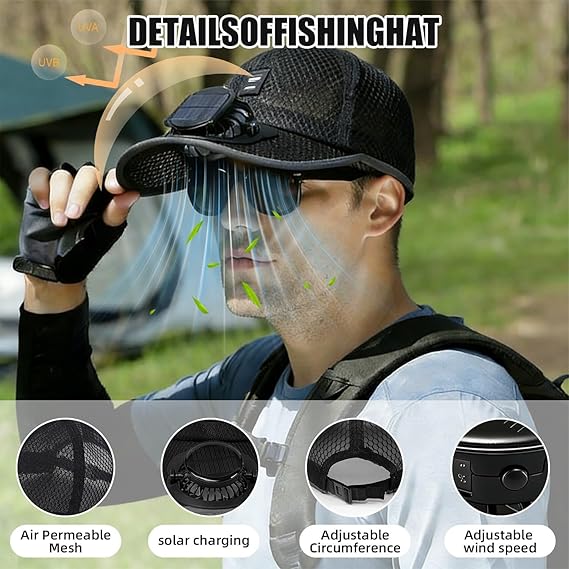 Men Women Solar Powered Fan cap
