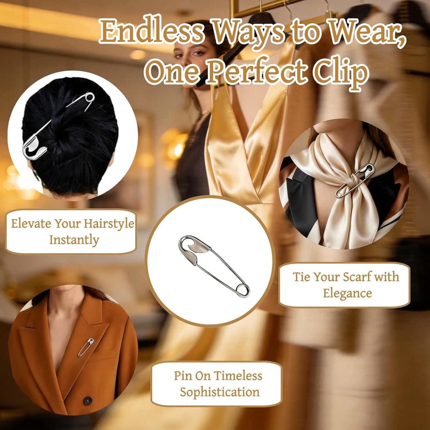 Safety Pin Hair Clip for Styling