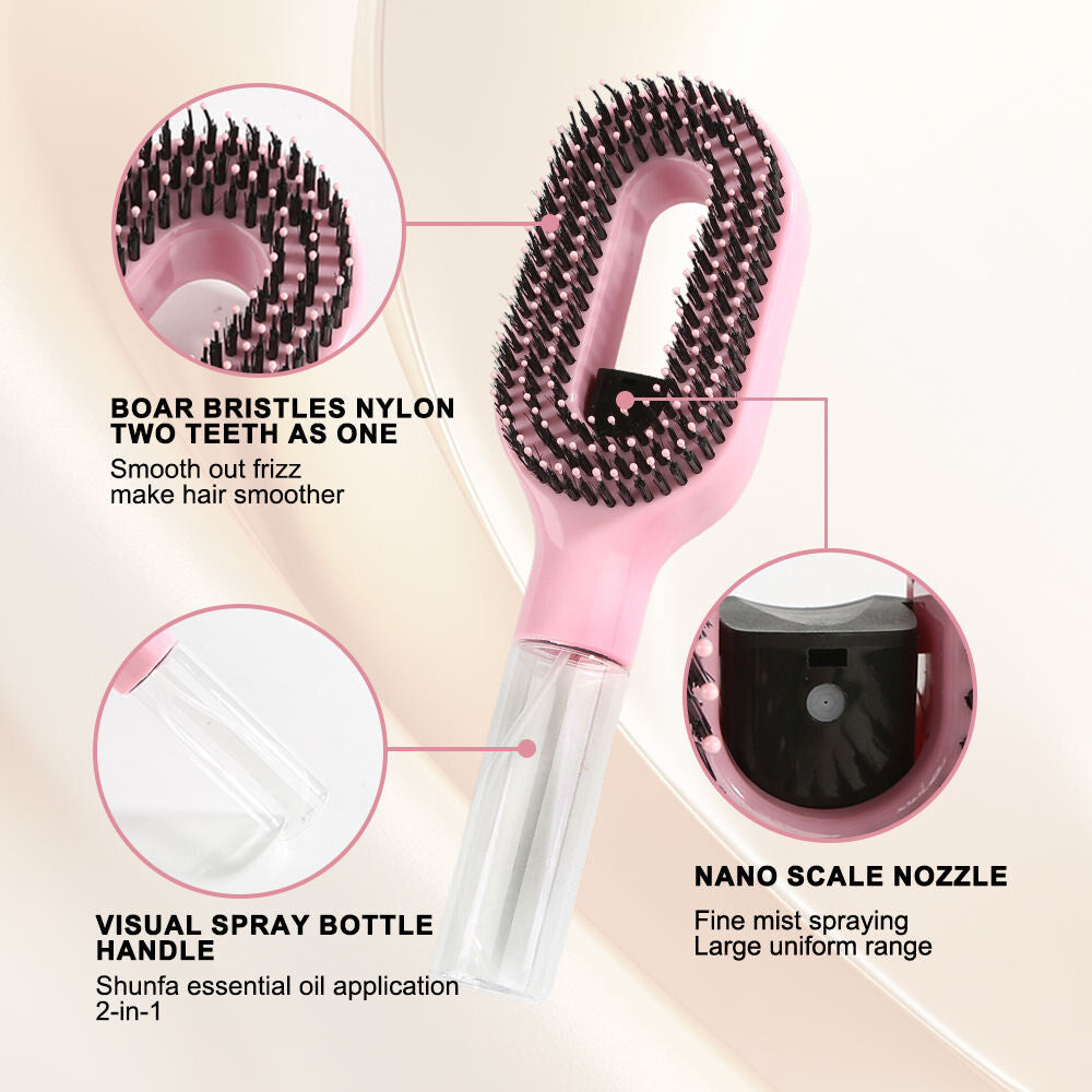 💇 2-in-1 Detangling Hairbrush With Spray Mist