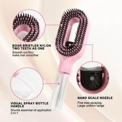 💇 2-in-1 Detangling Hairbrush With Spray Mist