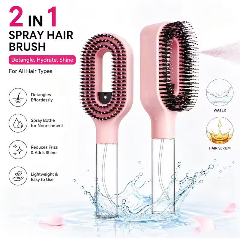 💇 2-in-1 Detangling Hairbrush With Spray Mist