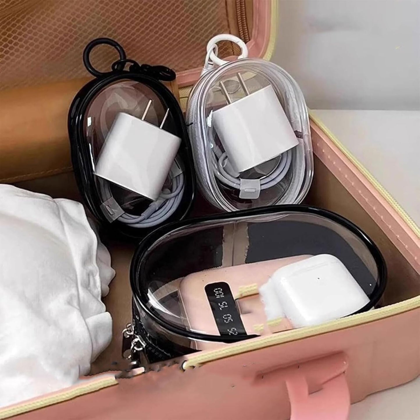 Portable Charger Storage Case With Keychain
