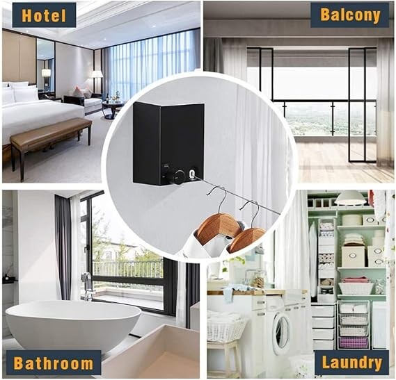 👕 Retractable Clothesline Hanging Rod