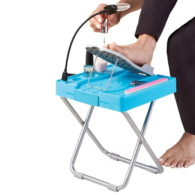 💅 Portable Pedicure Footrest With Fan & LED Light
