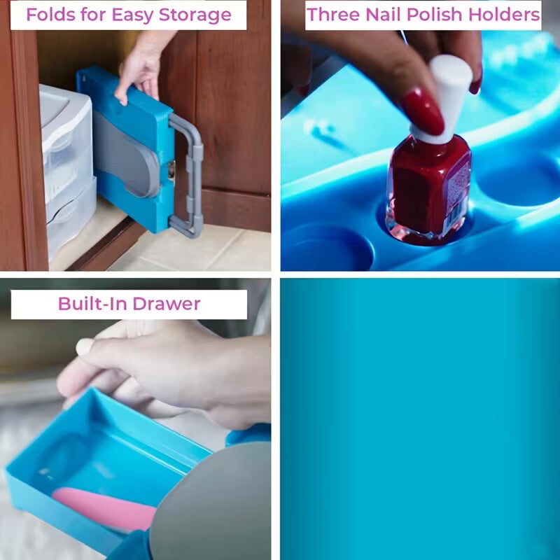 💅 Portable Pedicure Footrest With Fan & LED Light