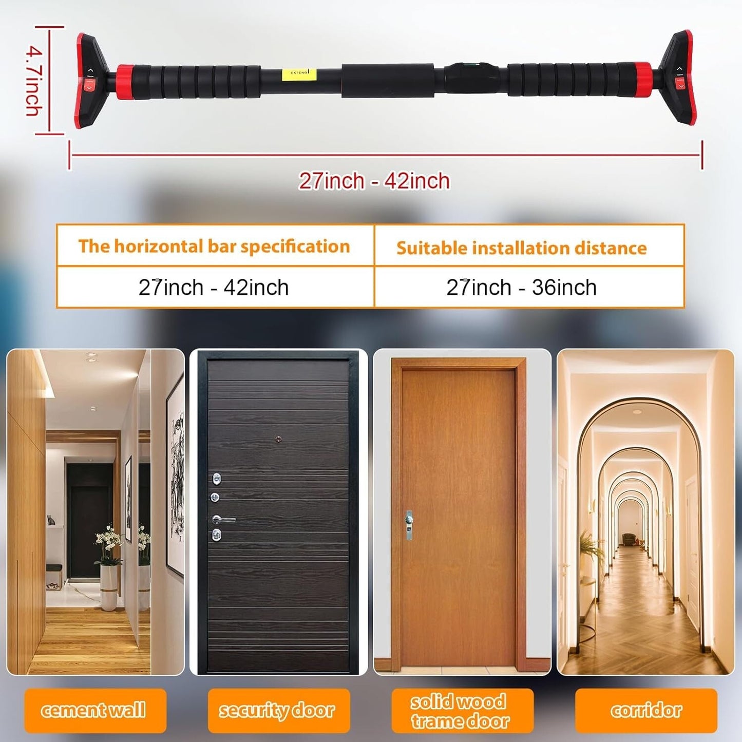 💪 Doorway Pull-Up Training Bar