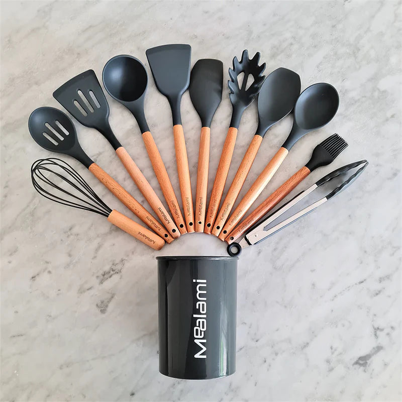 Silicone Non Stick Cooking Spoon Set 12pc