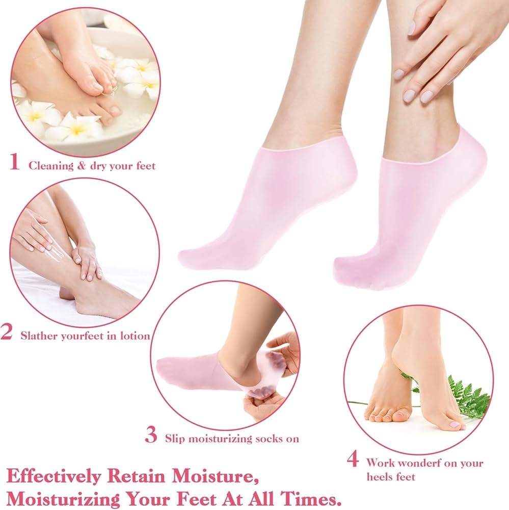Silicone Moisturising Socks (Pack of 2)