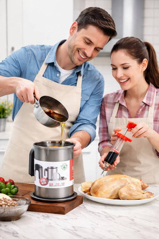 Seasoning Injector Needle+Oil Strainer Pot (2 In 1 Special Bundle)