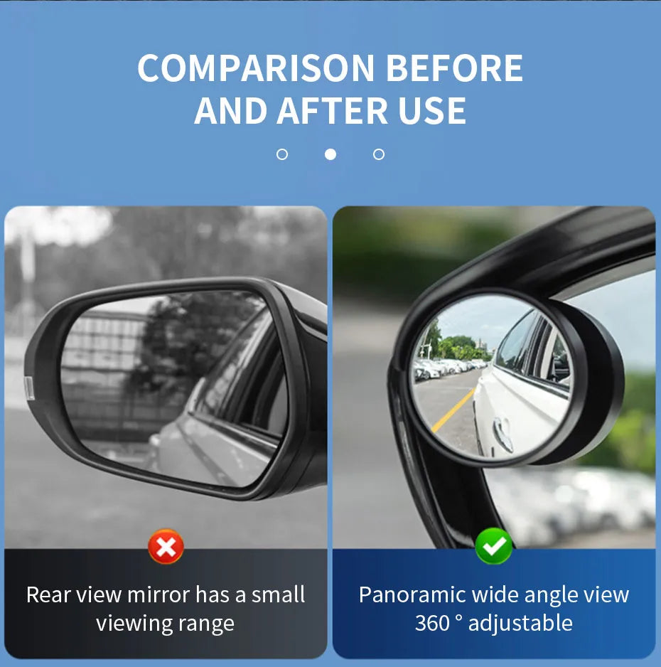 Car Blind Spot Mirror with Rain Eyebrow